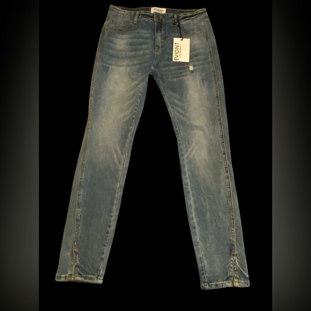 Anthropologie Evidnt Tate Skinny distressed mid rise jeans side slit size 27 NWT - Picture 4 of 10